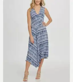 DKNY Vneck Wrap Colorblock Panel Dress Print Size 16 for rent on The Volte - image 1