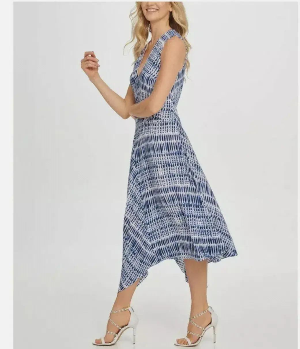 DKNY Vneck Wrap Colorblock Panel Dress Print Size 16 for rent on The Volte - main image