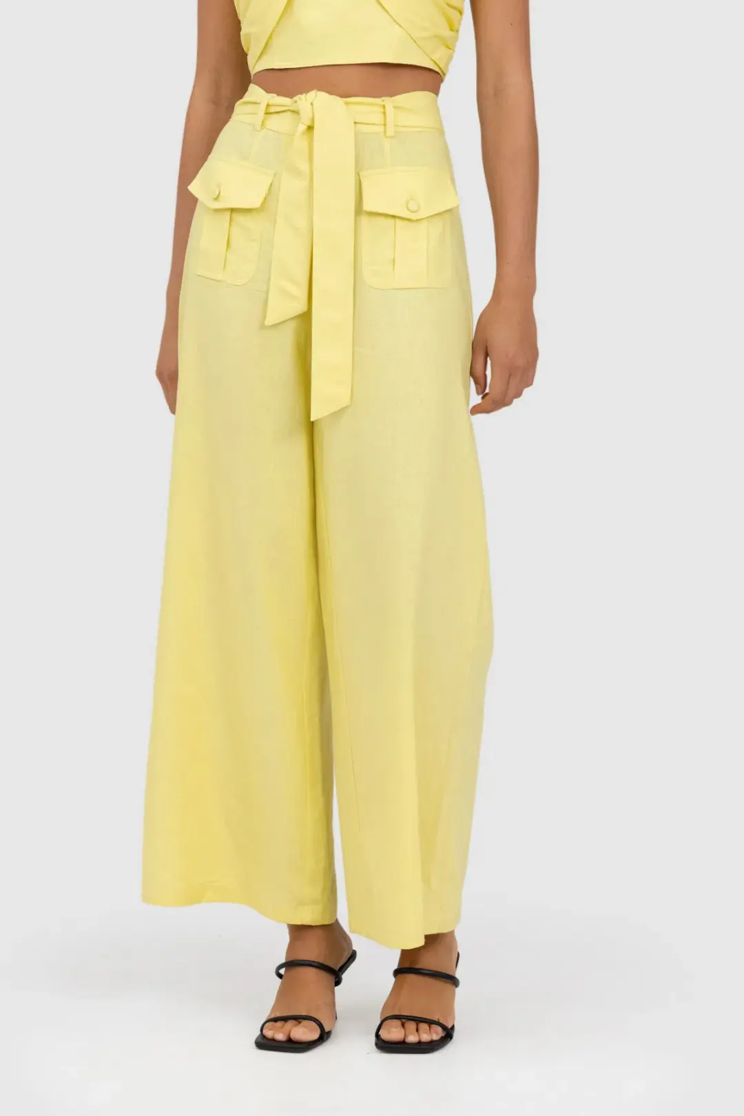 The Wolf Gang Sahara Linen Pans in Lemon Yellow Size au 6 for rent on The Volte - main image