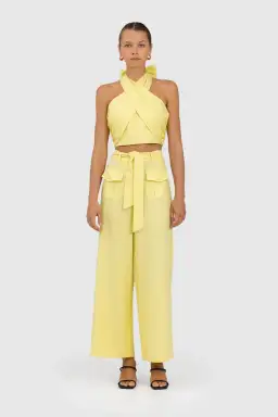 The Wolf Gang Sahara Linen Pans in Lemon Yellow Size au 6 for rent on The Volte - image 1