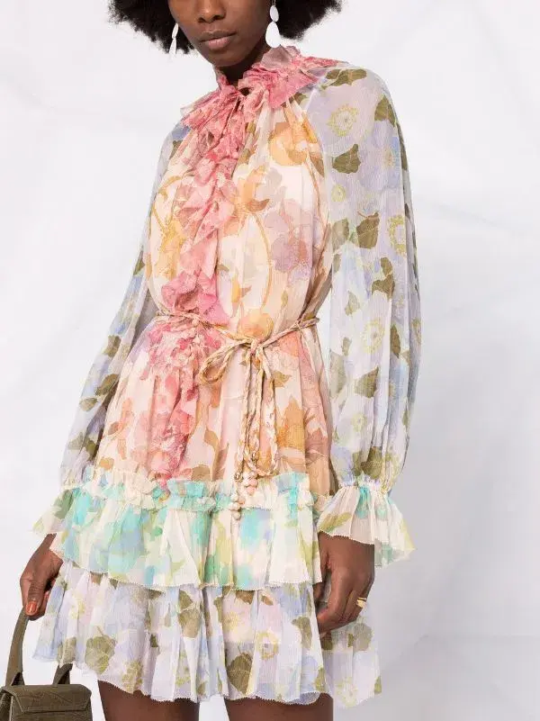 Zimmermann Frilled Tempo Mini Dress Print Size 8 for rent on The Volte - main image