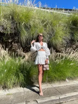 Zimmermann Corsage Pom-Pom Embellished Set White Size 8