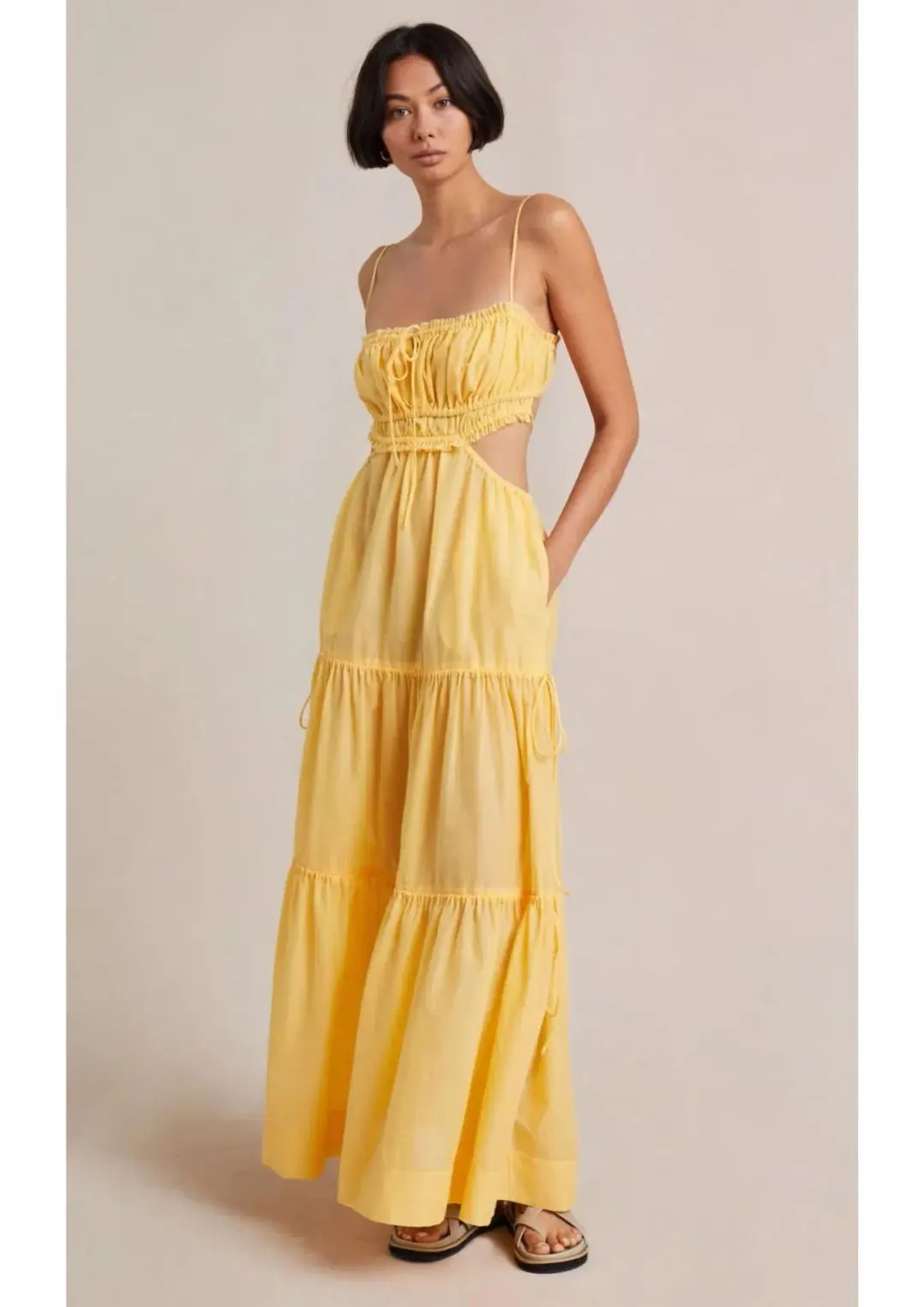 Bec & Bridge Alexandra Tie Maxi Dress Yellow Size 8 for rent on The Volte - main image