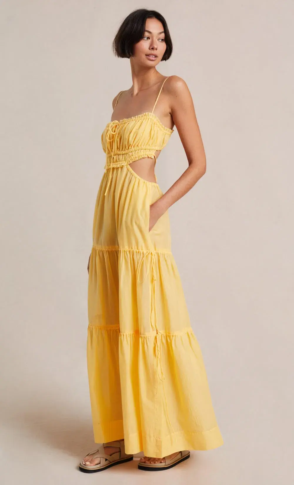 Bec & Bridge Alexandra Tie Maxi Dress Yellow Size 8 for rent on The Volte - main image