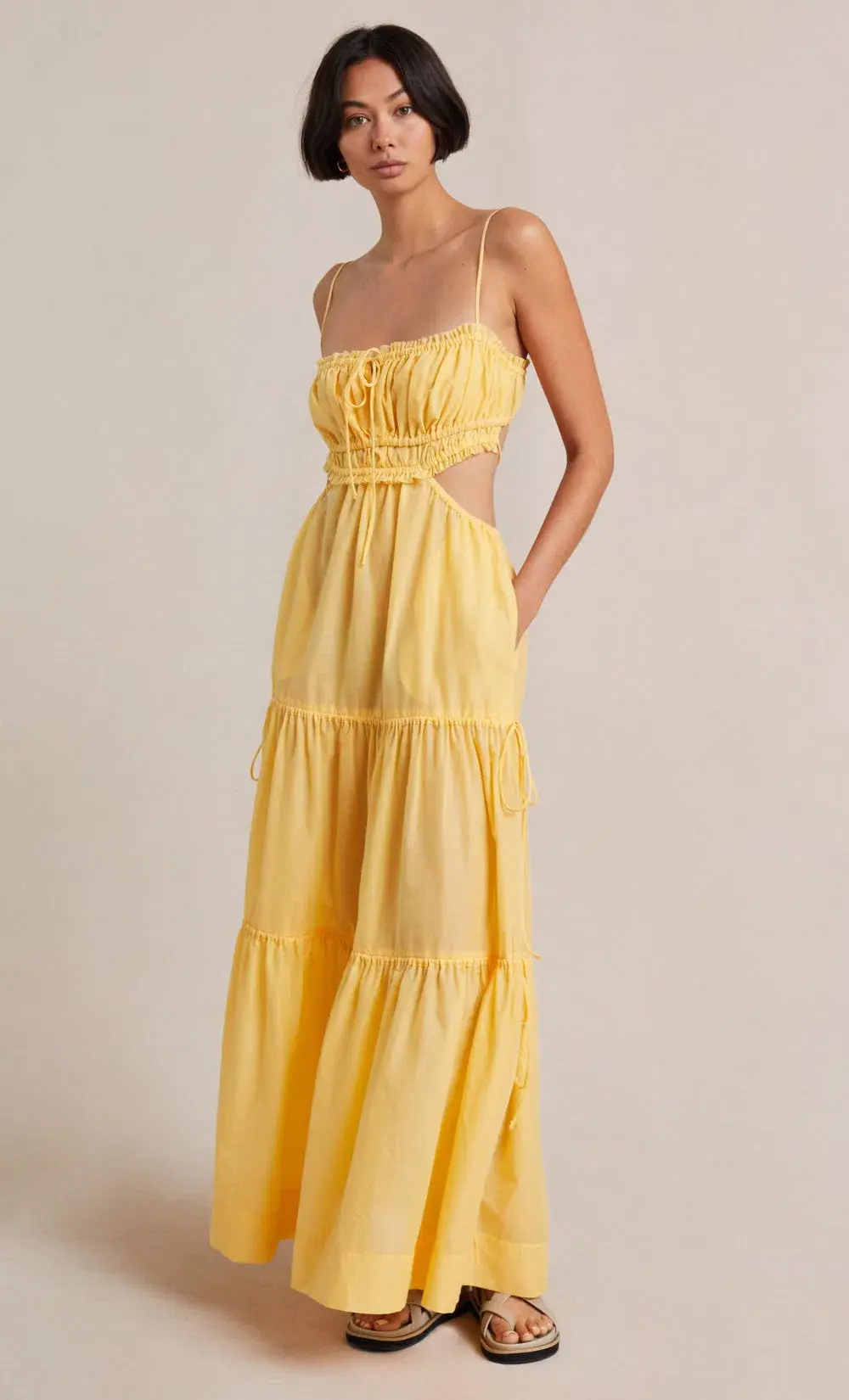 Bec & Bridge Alexandra Tie Maxi Dress Yellow Size 8 for rent on The Volte - main image