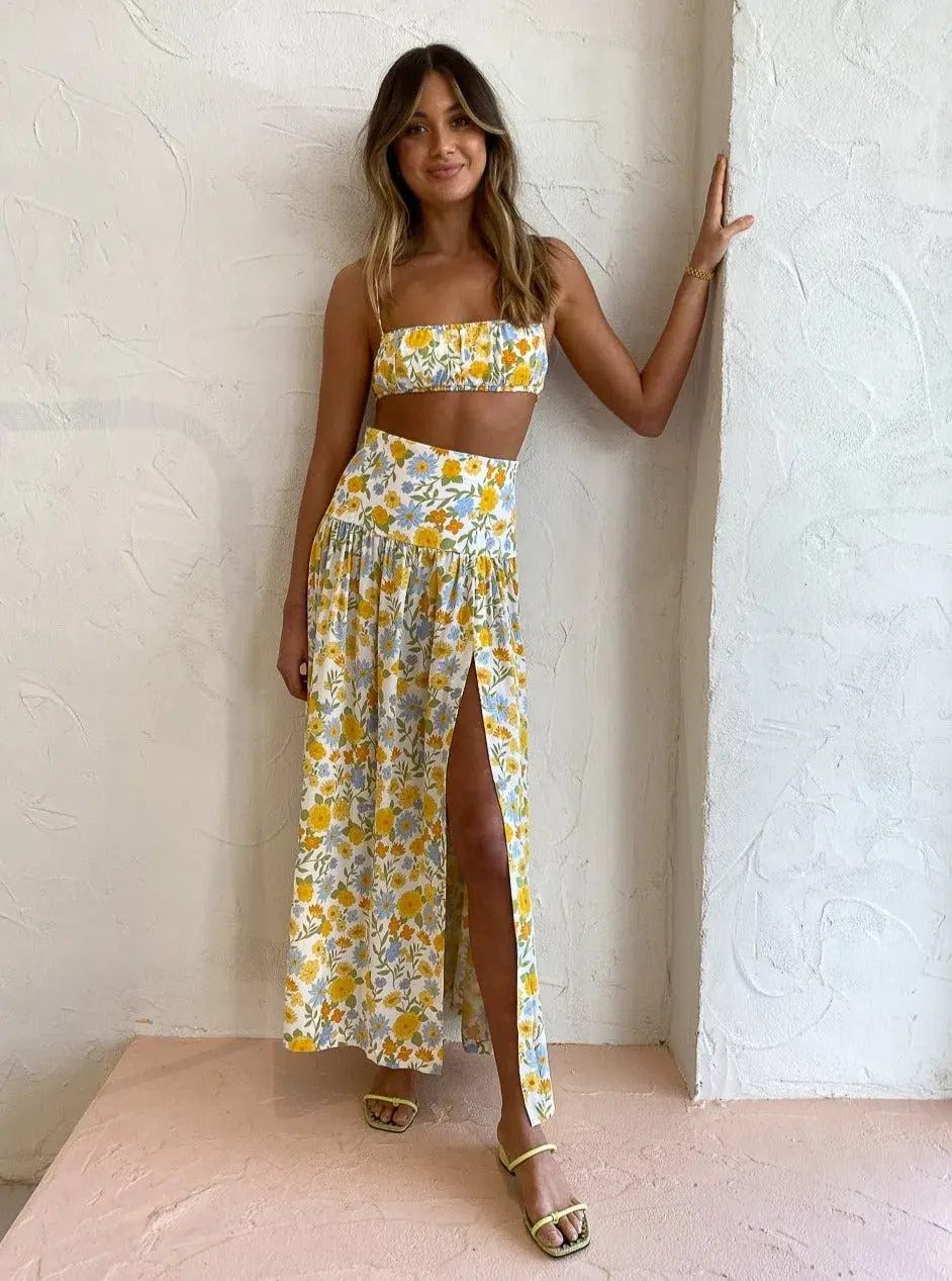 Bec & Bridge Cali Sun Top and Skirt Set Floral Size 8 for rent on The Volte - main image