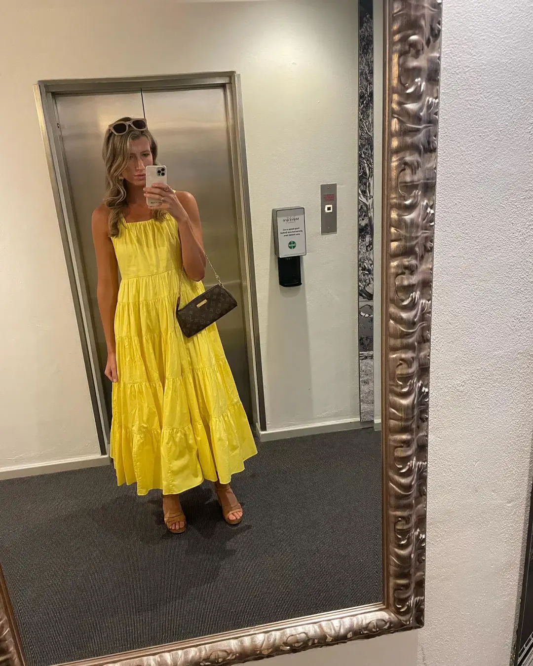 Aje Solstice Tiered Maxi Dress Yellow Size 10 for rent on The Volte - main image