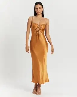 Shona Joy Alma Lace Up Midi Dress in Saffron Yellow Size 8 for rent on The Volte - image 1