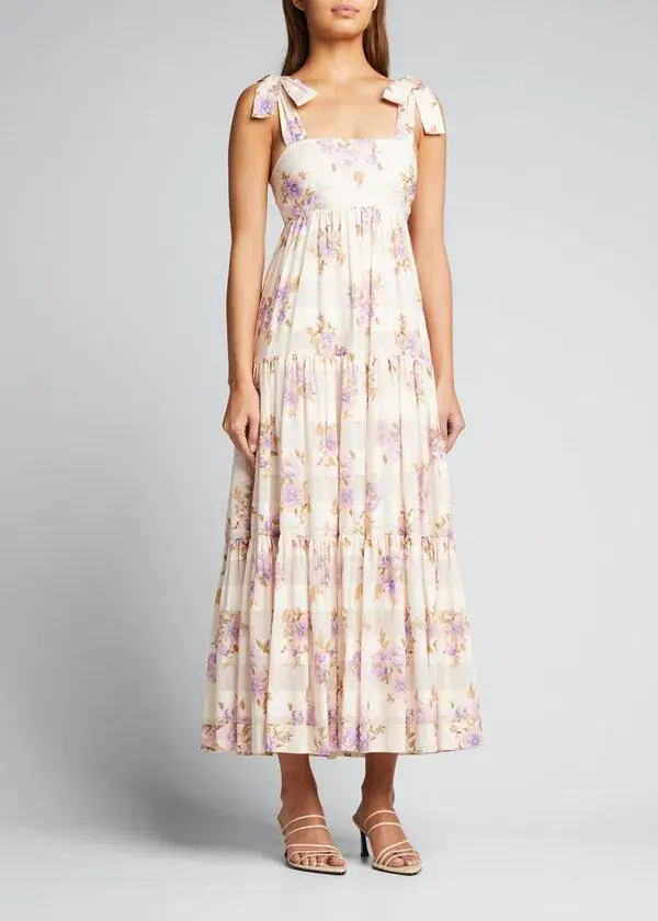 Zimmermann Rosa Striped Picnic Dress Lilac Rose Size 14 for rent on The Volte - main image