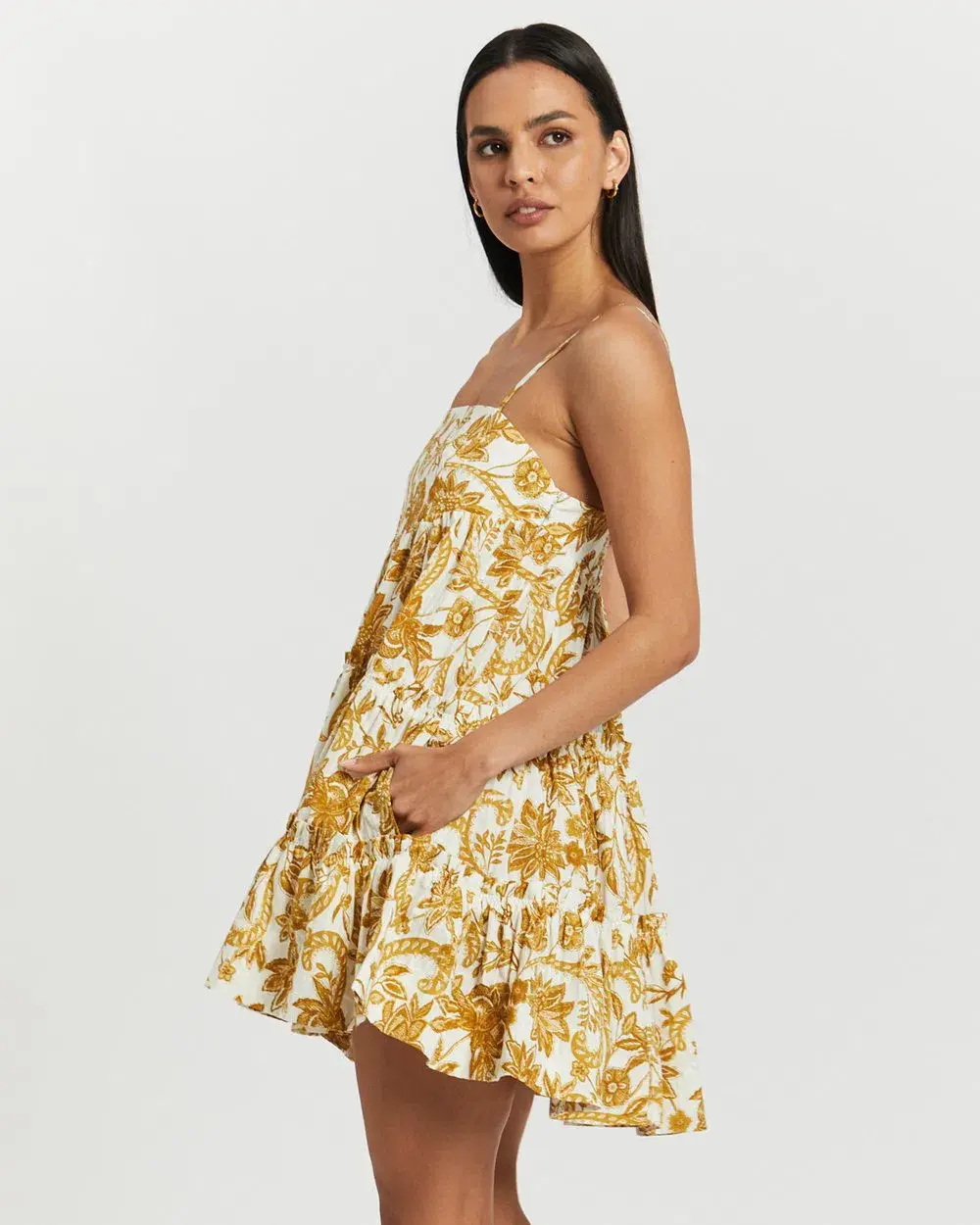 Shona Joy Saffron Tiered Mini Dress Print Size 10 for rent on The Volte - main image