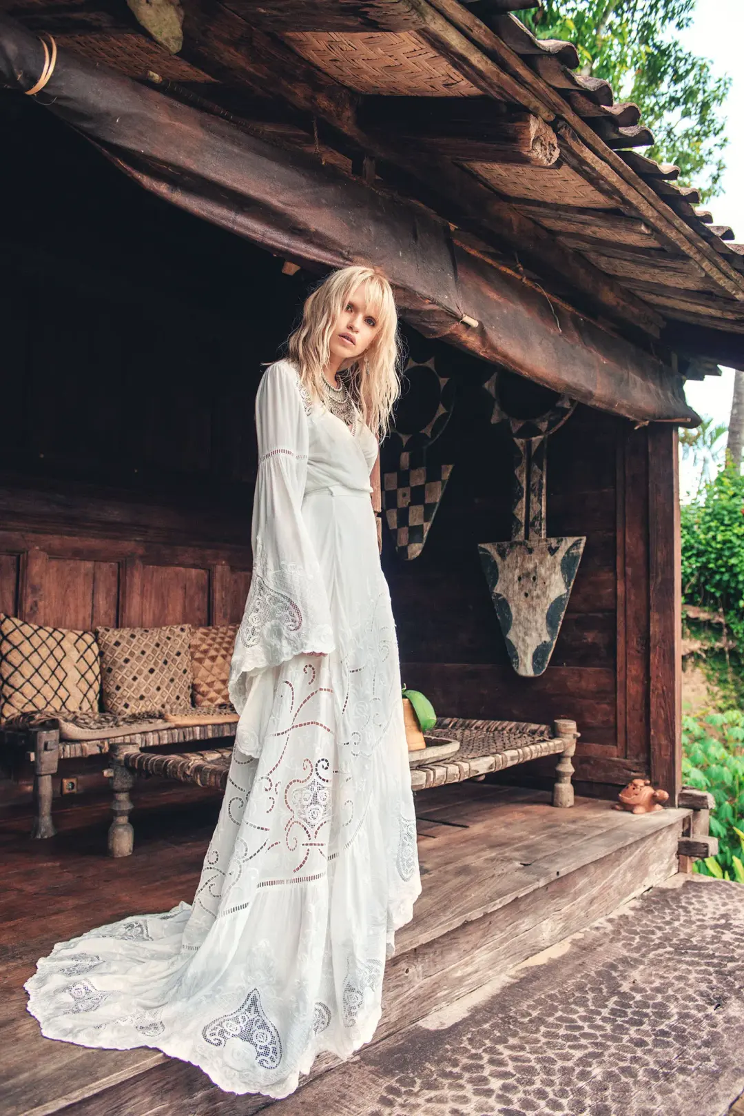 Spell and the Gypsy Gwendolyn Wrap Dress White Size 10 for rent on The Volte - main image