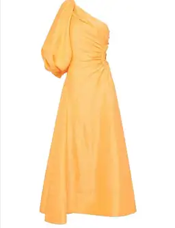 Aje Concept Linen and Silk One Shoulder Dress Yellow Size 6