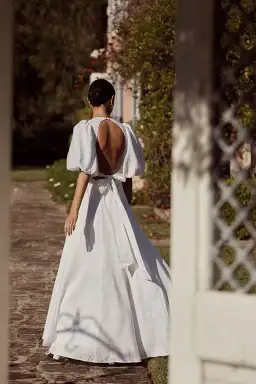 Dissh Aisle Linen Backless Dress White Size 8