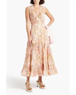 Zimmermann Postcard Pleated Organza Dress Print Size 1 / Au 10 for rent on The Volte - image 1
