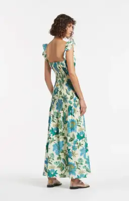 Sir the Label Alexandre Ruched Midi Dress Marguerite Print