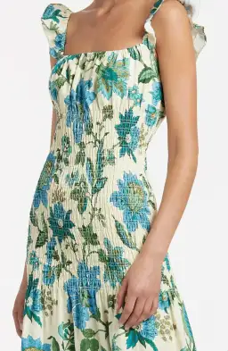 Sir the Label Alexandre Ruched Midi Dress Marguerite Print