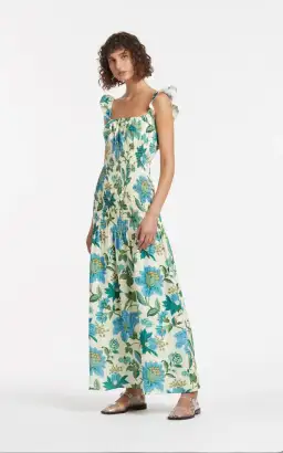 Sir the Label Alexandre Ruched Midi Dress Marguerite Print