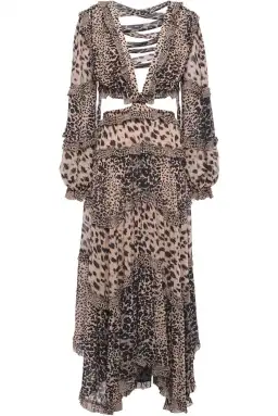 Zimmermann Allia Cut Out Long Dress Cheetah Print Size 0 / AU 8 for rent on The Volte - image 3