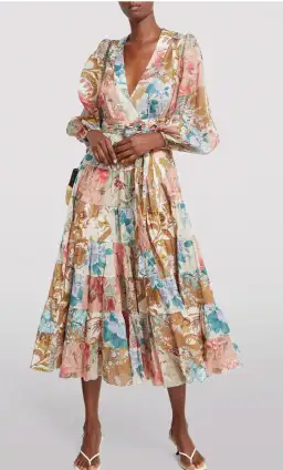 Zimmermann Cassia Patch Wrap Midi Dress Print Size 16 for rent on The Volte - image 4