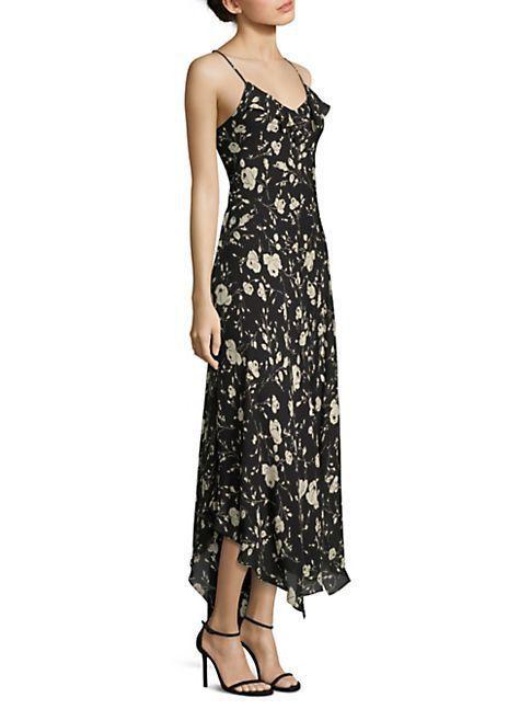 Polo Ralph Lauren Mulberry Silk Maxi Dress Floral Print Size 6 for rent on The Volte - main image