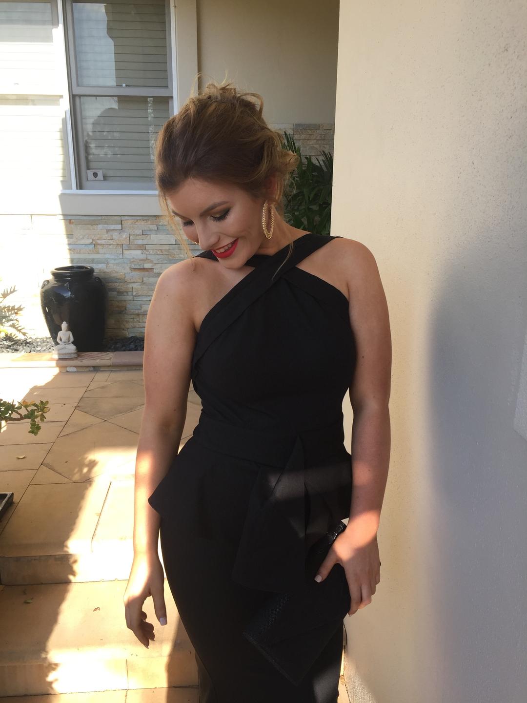 Elle Zeitoune Black Peplum formal dress for rent on The Volte - main image