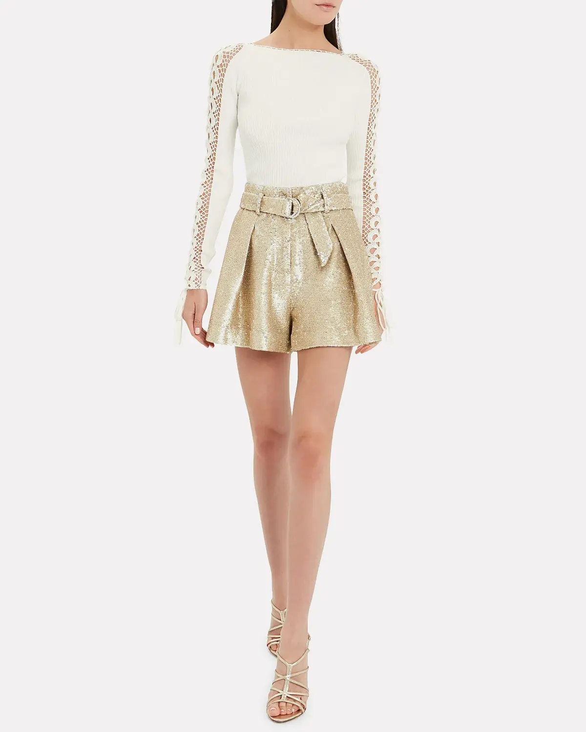 Jonathan Simkhai Sequin Shorts Gold Size AU 8 - Image 1