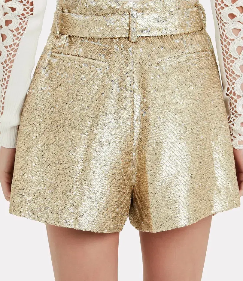 Jonathan Simkhai Sequin Shorts Gold Size AU 8 - Image 3