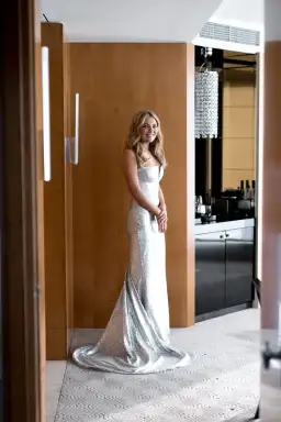 Georgia Young Couture Silver Sequin Gown Size 6