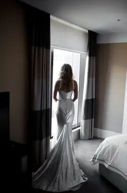 Georgia Young Couture Silver Sequin Gown Size 6