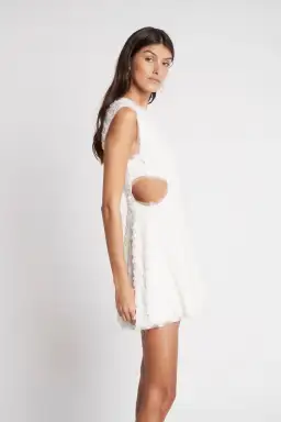 Aje Mirage Organza Cut Out Mini Dress Ivory Size 4 for rent on The Volte - image 2