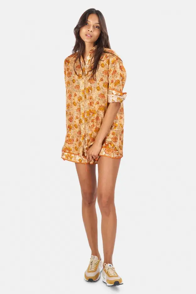 Zimmermann Andie Relaxed Shirt Almond Floral Print Size 0 / AU 8 for rent on The Volte - main image