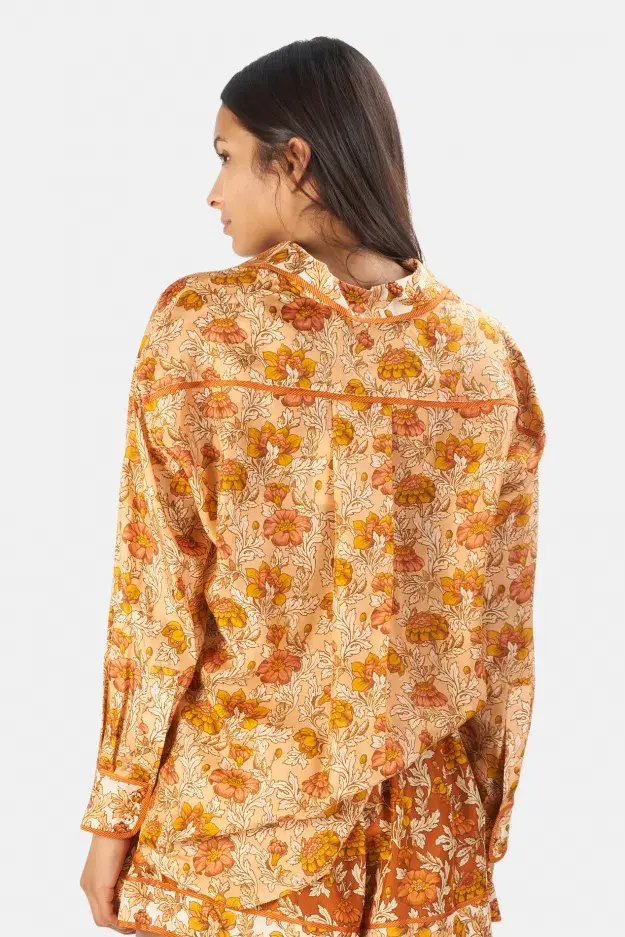 Zimmermann Andie Relaxed Shirt Almond Floral Print Size 0 / AU 8 for rent on The Volte - main image