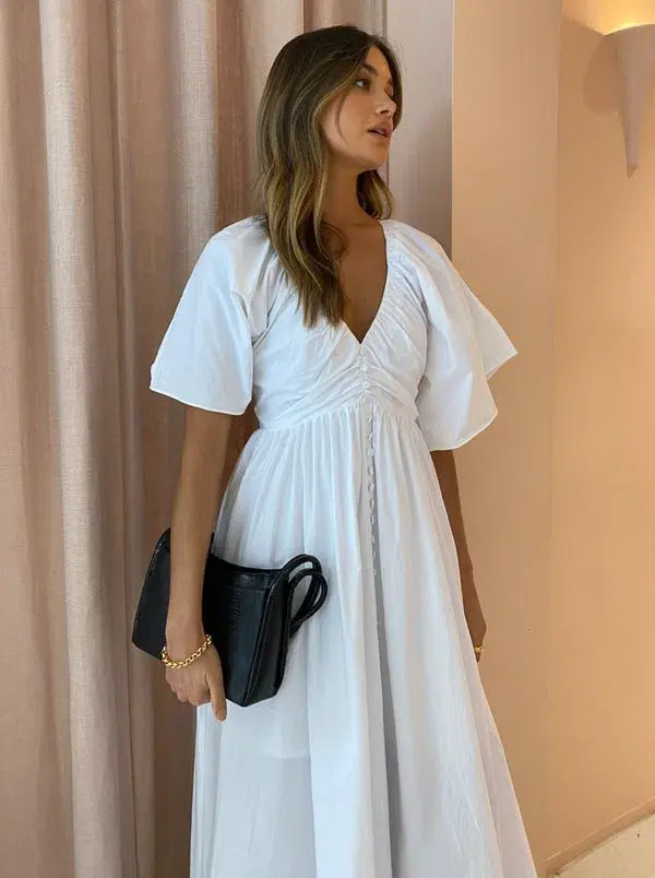 Joslin Studio The Sakura Cotton Midi Dress White Size 10 for rent on The Volte - main image