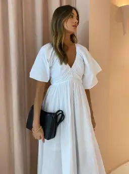 Joslin Studio The Sakura Cotton Midi Dress White Size 10 for rent on The Volte - image 2