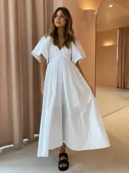 Joslin Studio The Sakura Cotton Midi Dress White Size 10 for rent on The Volte - image 1