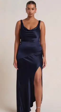 Bec & Bridge Moon Dance Cowl Dress Navy Blue Size 8 for rent on The Volte - image 3
