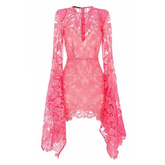Alex Perry Bartley Lace Dress Pink Size 8 for rent on The Volte - main image