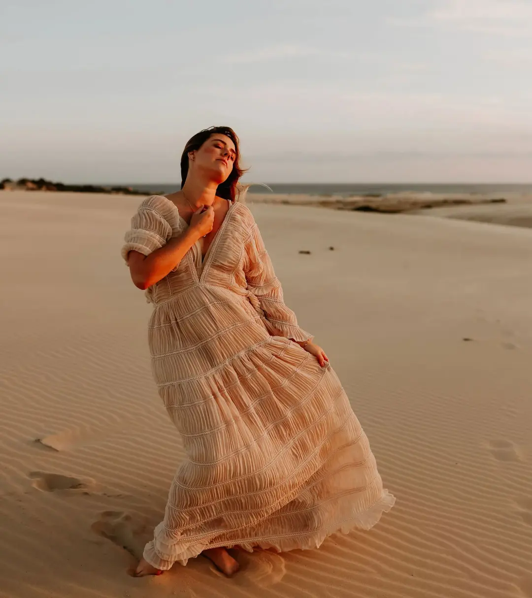 We Are Reclamation Wonderment and Awe Gown Beige One Size Fits Most (Aus 6-16) for rent on The Volte - main image