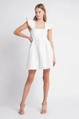 Aje Midsummer Mini Dress in Ivory White