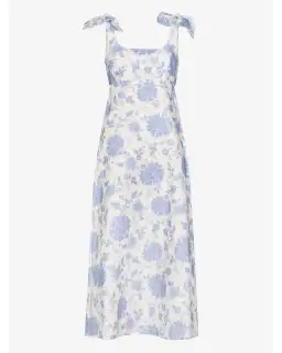 Zimmermann The Postcard Tie Shoulder Midi Dress Print Size 8