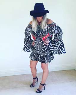 Camilla Louwalan Tales A Line Frill Black & Red Dress Size 10 for rent on The Volte - image 1