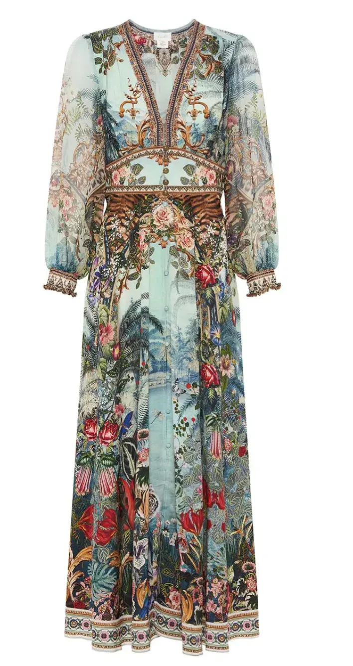 Camilla If These Walls Could Talk Button Dress With Shaped Waistband Size 14 for rent on The Volte - main image