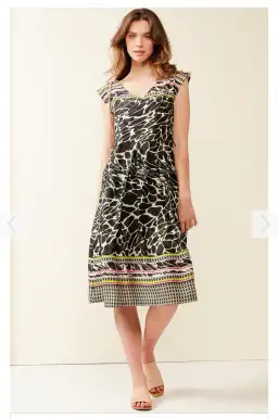 Sacha Drake Mt Cootha Cotton Cap Sleeve V Neck Dress Print