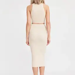 Kookai Lola Cut Out Dress Beige