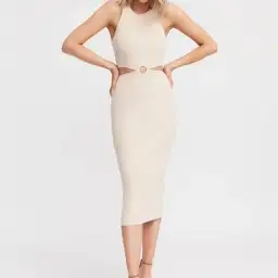 Kookai Lola Cut Out Dress Beige