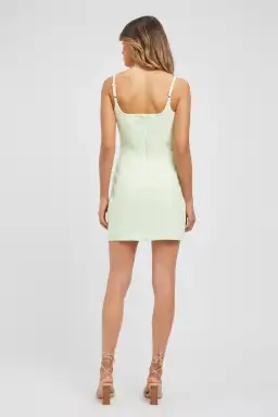 Kookai Oyster Panel Dress in Lime Cream