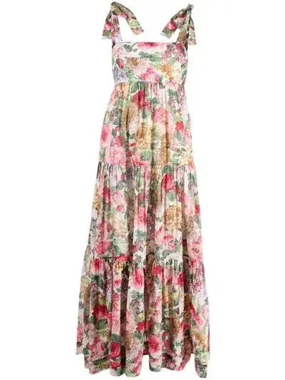 Zimmerman Mae Tie Shoulder Midi Dress Floral Size 1 / Au 10 for rent on The Volte - main image