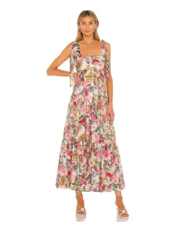 Zimmerman Mae Tie Shoulder Midi Dress Floral Size 1 / Au 10 for rent on The Volte - image 1