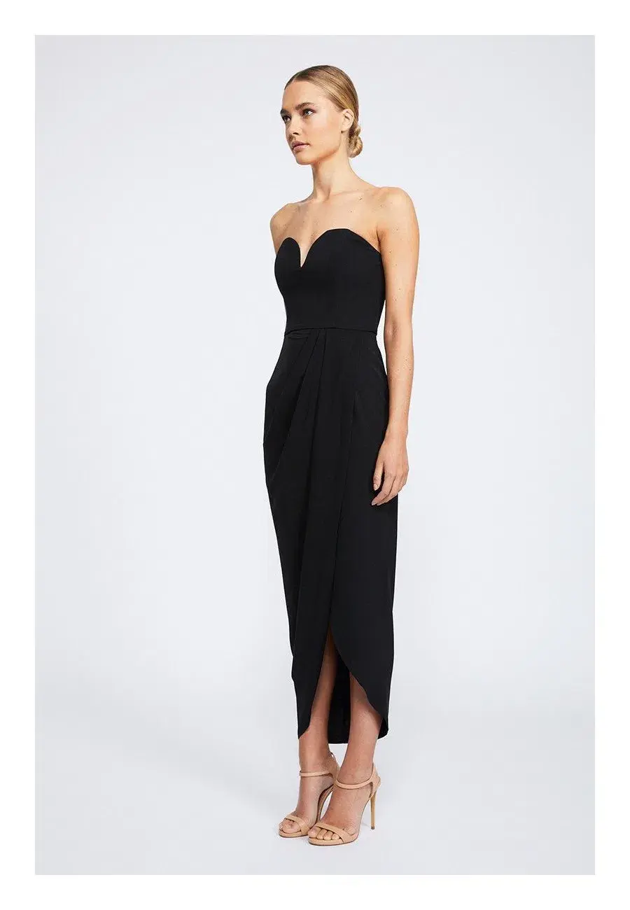 Shona Joy V-wire Bustier Draped Maxi Dress Black Size 6 for rent on The Volte - main image