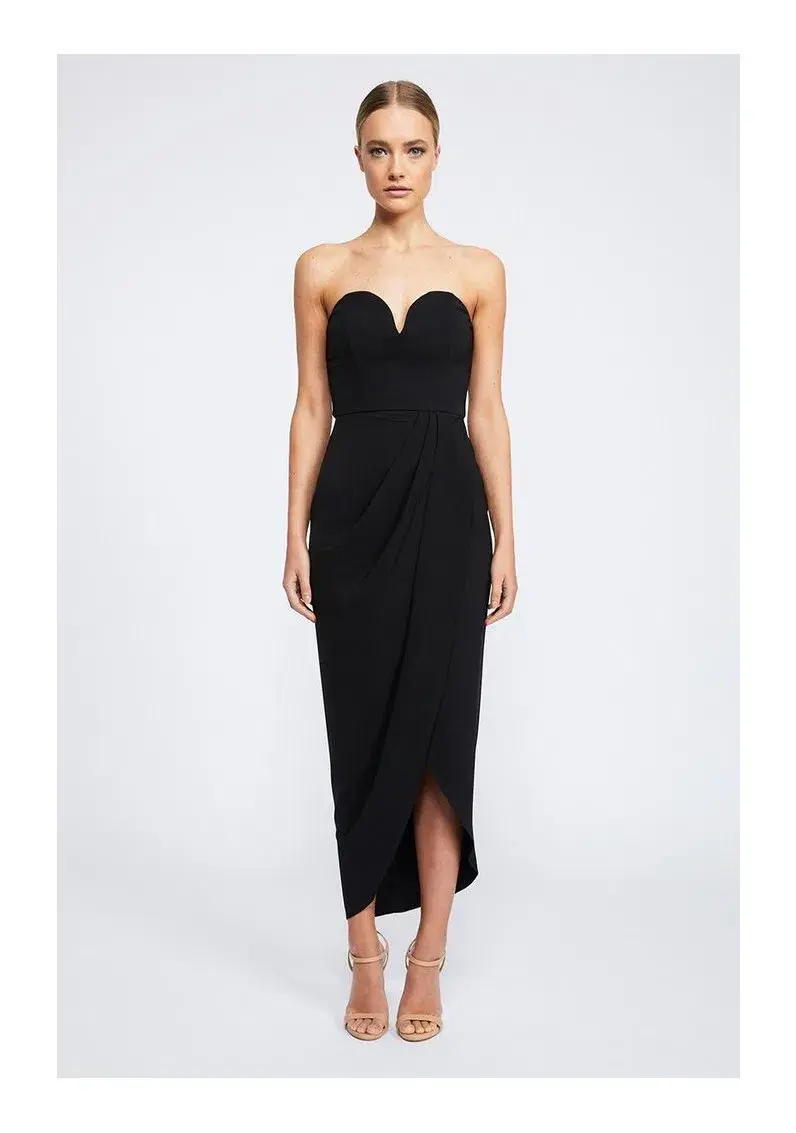 Shona Joy V-wire Bustier Draped Maxi Dress Black Size 6 for rent on The Volte - main image